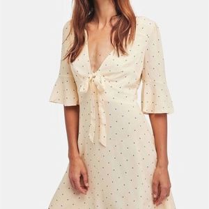 ❤️ - Cream Green Polka Dot Dress Size Large 12 Womens